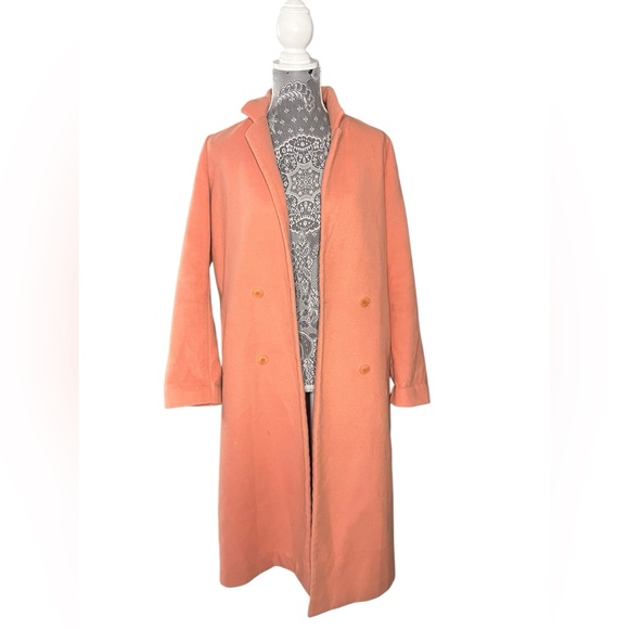 Oak + Fort Long Peach Wool-Blend Style Coat Small - Picture 2 of 9